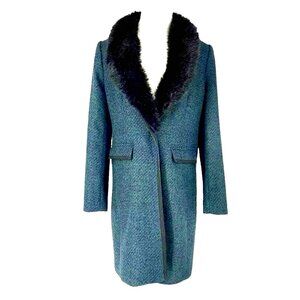 Banana Republic Emerald Green & Black Coat Size S NWOT